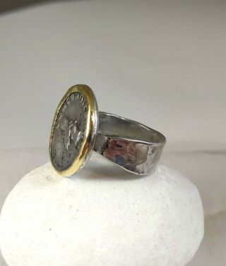 Ancient Roman Coin Ring - Peace Handshake 4