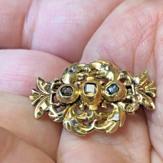 Antique Georgian Rose Cut Diamond Brooch 18th Century 18kt Gold