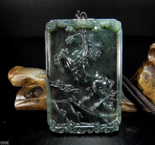 100 Natural Hand - Carved Chinese Jade Pendant Jadeite Necklace Horse 489e