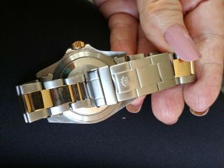 Rolex Submariner 18K Yellow Gold & Stainless Steel Watch Black Date Sub 16803 8