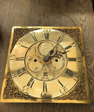 Antique 1800s Brass Grandfather Clock Face