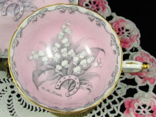 PARAGON TO THE BRIDE BELLS LILY OF THE VALLEY PINK TEA CUP AND SAUCER 4