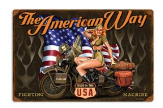 12 " X 18 " - " The American Way " U.  S.  Army Harley - Davidson Wla Pin - Up Metal Sign