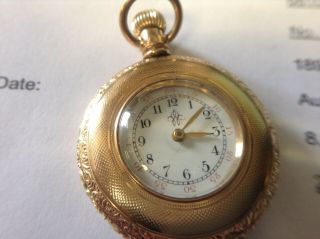 Ornate 1891 Waltham 0 Size Lapel Watch 7j Grade No.  60 Pretty Case Ygf Runs