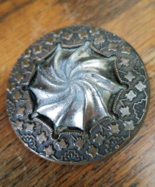 Large Antique Victorian Vintage Metal Button 1 3/4 ".  Brass And Silver Color.