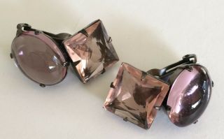 Vintage Schreiner N.  Y Brooch & Earrings Set - Glass/Rhinestones/Pewter Tone 3