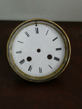 Antique French Clock Bezel Glass And Ceramic Dial