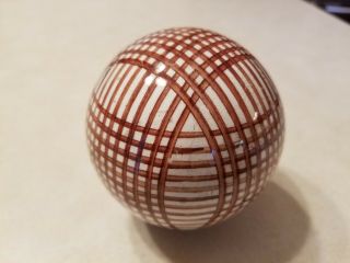 3.  5 " 3 1/2 Pottery Victorian Carpet Bowl Ball Brown On White