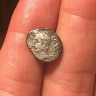 Ancient Roman Coin Ar Quinarius Augustus 25 - 23bc Emerita Carisi Leg Victory 1.  9g