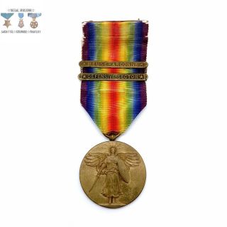 Wwi Us Army Victory Medal ⋆defensive Sector⋆ ⋆meuse Argonne⋆ Clasp Bars Ww1