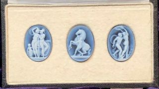 Three Finely Carved Vintage Brazilian Blue Agate Loose Cameos – Very Rare