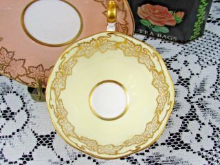 ROYAL ALBERT PEACH WITH GOLD GILT MAPLE LEAF WIDE MOUTH TEA CUP AND SAUCER 4