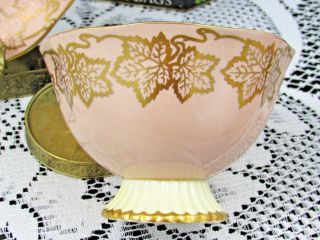 ROYAL ALBERT PEACH WITH GOLD GILT MAPLE LEAF WIDE MOUTH TEA CUP AND SAUCER 5