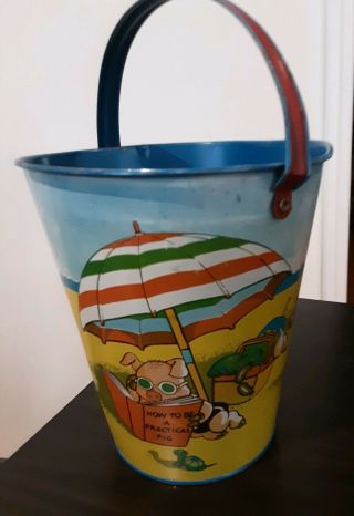 Vintage T Cohn Tin Sand Pail How To Be A Practical Pig