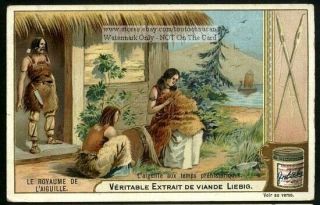 Clothing Crafts Sewing Fur In Prehistoric Times 1903 Trade Ad Card