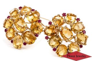 J.  E.  Cadwell Antique Ruby Citrine 14K Gold Large Double Pin Set 45.  0 Grams NR 3