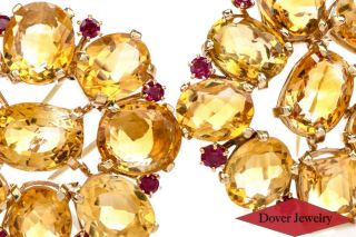 J.  E.  Cadwell Antique Ruby Citrine 14K Gold Large Double Pin Set 45.  0 Grams NR 6