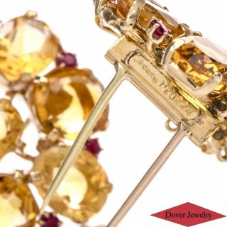 J.  E.  Cadwell Antique Ruby Citrine 14K Gold Large Double Pin Set 45.  0 Grams NR 7