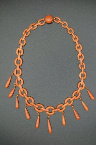 Antique / Vintage Mediterranean Coral Necklace - Very Unusual Design 30gr