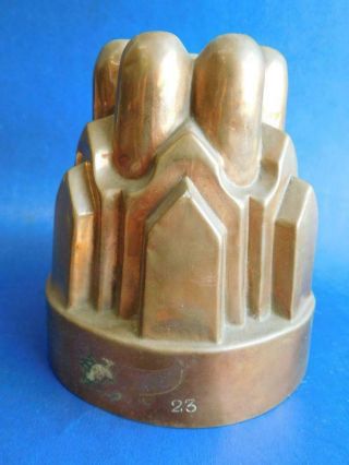 Lovely Antique Copper Jelly Mousse Mould Complex Cathedral Form 1890s
