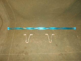 Rare Antique Teal Blue Twisted Glass Towel Bar With Brackets 18 Inches