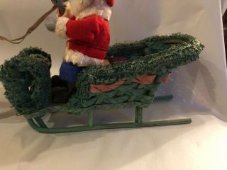 Antique US Zone Germany Compo Santa Fur Reindeer & Sleigh Christmas Decoration 5