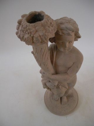 12” Terra Cotta - Cherub Putti Candlestick Figurine French Grand Tour Style 2of2 6