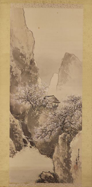 JAPANESE HANGING SCROLL ART Painting Sansui Landscape Asian antique E7432 2