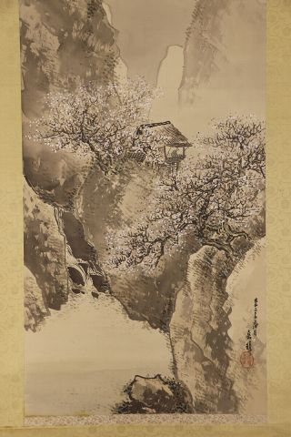 JAPANESE HANGING SCROLL ART Painting Sansui Landscape Asian antique E7432 5