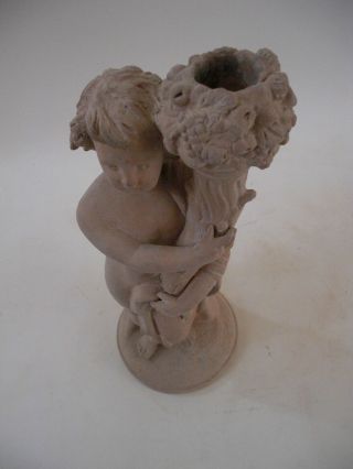 12” Terra Cotta - Cherub Putti Candlestick Figurine French Grand Tour Style 1of2 6