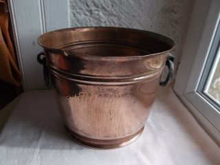French Antique/ Vintage Copper Plant Pot - Planter Iron Handle Nicely Detailed