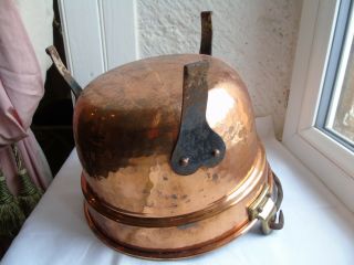 French vintage copper pot plant wall hammered iron leg marked 