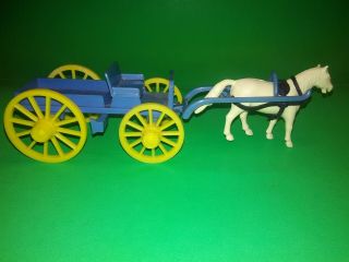 Vintage Marx Fort Apache/ Western Playset Buckboard W/ Horse And Harness