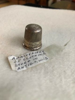 Antique Sterling Silver Thimble By Waite Thresher Co.  Anchors Vintage Sewing