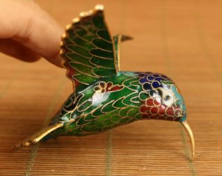Old Cloisonne Hand Carved Hummingbird Statue Figure Netsuke Table Ornament Gift
