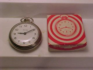 Vintage Westclox " Bullseye " Pocket Watch With Box / Runs