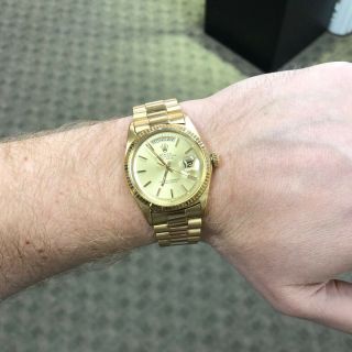Rolex 1803 Day - Date President Non Quick - Set AM Bracelet 18k Yellow Gold Watch 11