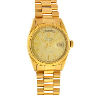 Rolex 1803 Day - Date President Non Quick - Set Am Bracelet 18k Yellow Gold Watch