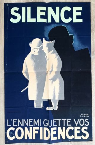 Silence Vintage Advertising Poster Ww2 Propaganda Paul Colin Deco 1939