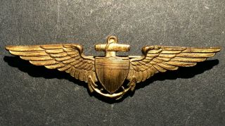 Wwi Wwii Vintage Us Navy Marines Aviator Pilot Wings Gold E 37