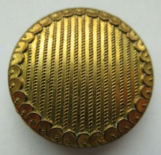 Antique 18th C Wood Back Gilt Metal Button W/ Sequin Rim 1 - 1/8 " (q)