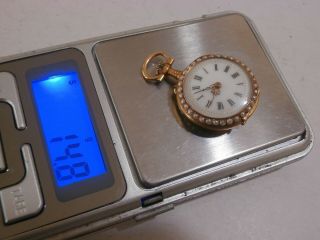 Antique 18ct gold pocket watch French Jaeger Lecoulture diamond & seed pearl 12