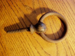 Old Cast Iron Horse Tie Hitching Post 2 7/8 " Ring Barn Door Pull Plant Hanger