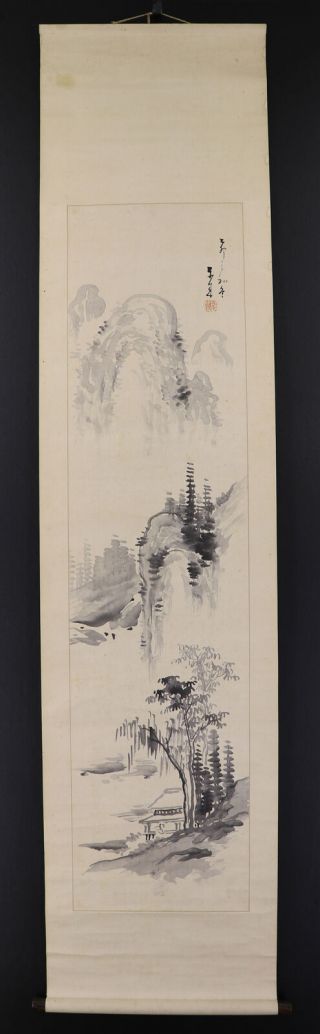 JAPANESE HANGING SCROLL ART Painting Sansui Landscape Asian antique E7407 2