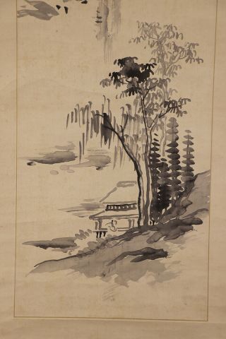 JAPANESE HANGING SCROLL ART Painting Sansui Landscape Asian antique E7407 5