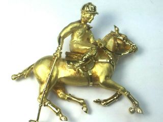 Magnificent Heavy 14kyg Custom Made Polo Game 3 Dimension Brooch.  64.  3gm.