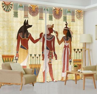 Ethnic Tribe Ancient Egyptian Theme 3D Window Curtains Blockout Drapes Fabric 2