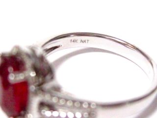 Fine Solitaire Oval Brilliant Ruby Gem Diamond Ring 14kt W/G 5