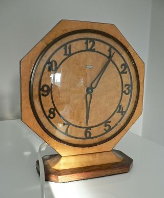 Art Deco " Metamec " Mantle Clock,  Two Tone Wood,  Rewire