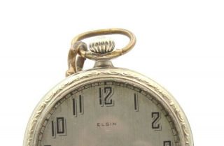 ART DECO ELGIN MODEL 3 12S 15 JEWEL POCKET WATCH WITH FOB CIRCA 1927 NR 5611 - 5 3